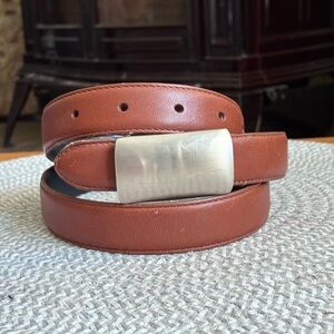 Vintage Coach Brown Leather Belt with Silver Hardware